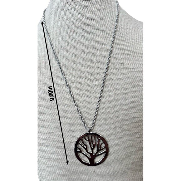 10” Polished Stainless Steel Tree of Life Round Pendant & Necklace for Men Women - Picture 6 of 6